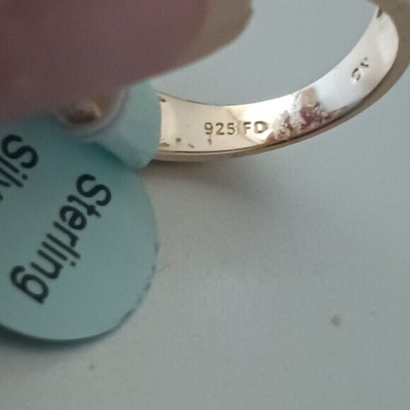 Blue Sage CZ Crossover Ring 14K Gold Plated Sterling Silver Sz.7 - Picture 14 of 14